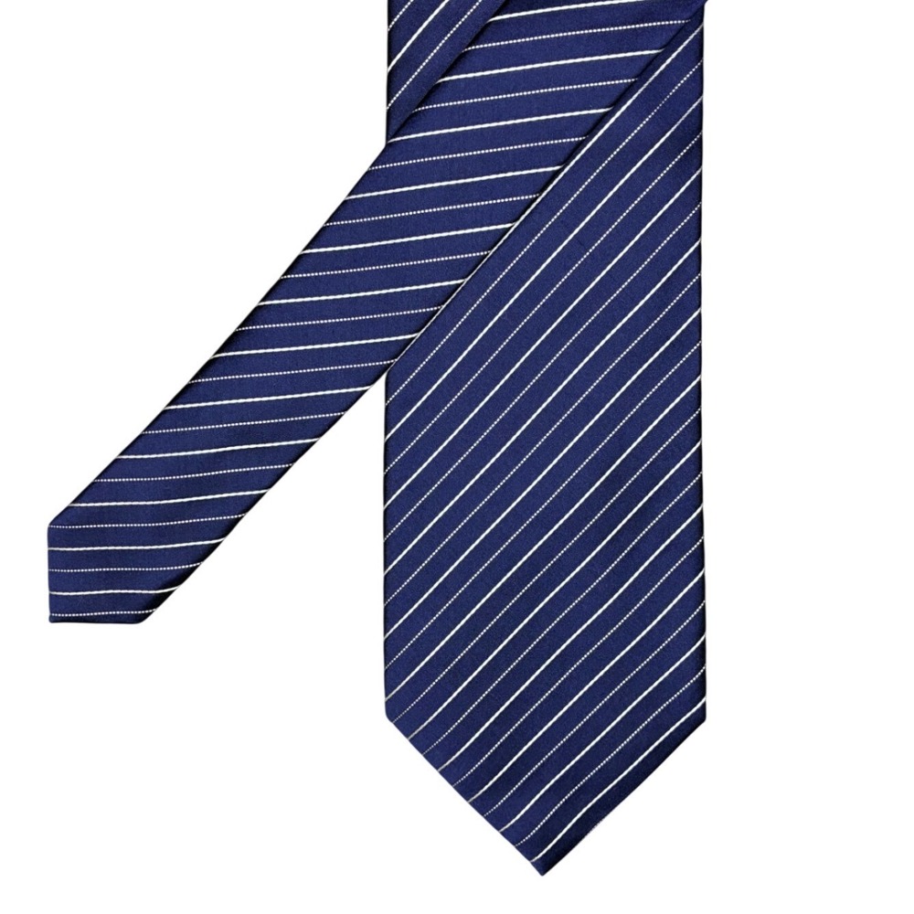 Donald J. Trump Signature Collection Navy Blue Silve Striped Silk Tie 60x3.75